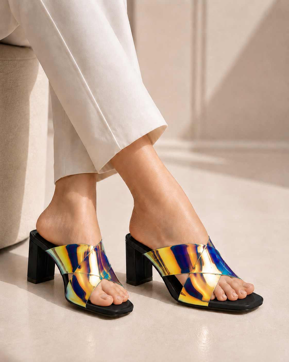 GLASS CROSS HEEL((More Rs 500 Discount Buy Any 2 Design. You can Message us on Instagram & What's App for any information))